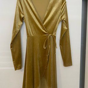 Gold Velvet Wrap Dress (with Adjustable Waist!)